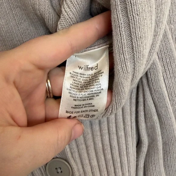 Aritzia Wilfred Cardigan XS Wool Blend Gray Beige - Picture 8 of 9